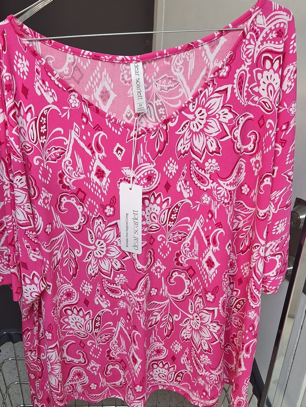 Scarlett Hot Pink Floral Scoop-Neck Tunic